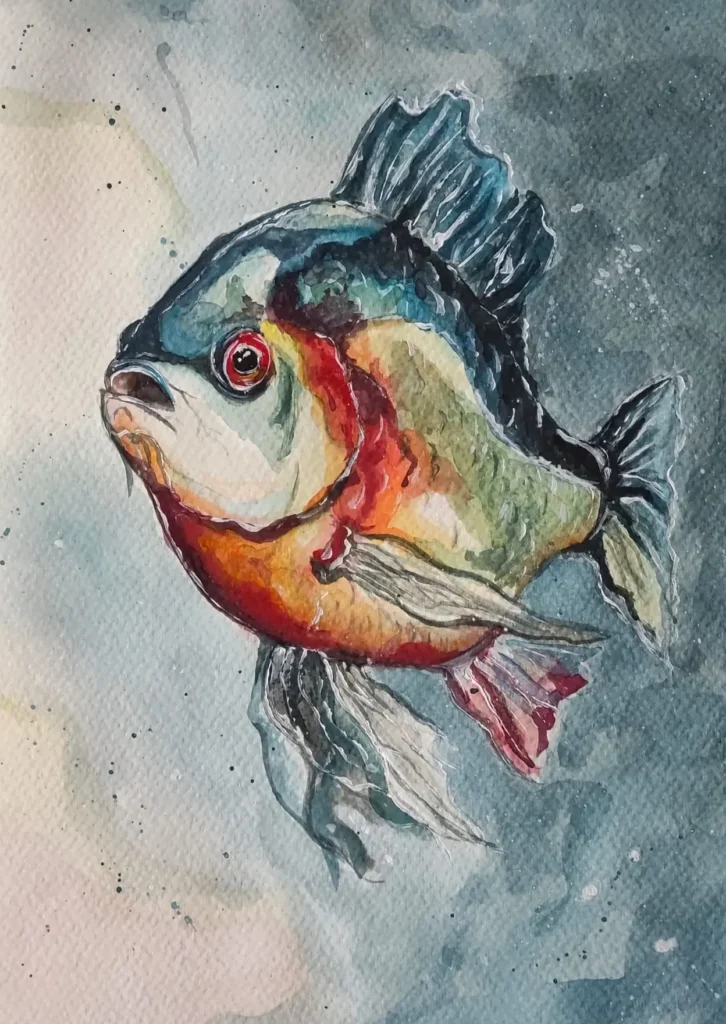 Piranha – Bezeczki Tímea akvarellje